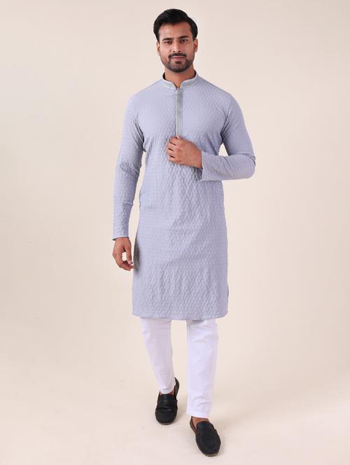 men mandarin neck kurta pyjama ethnic wear set - 22062024 - Standard Image - 0