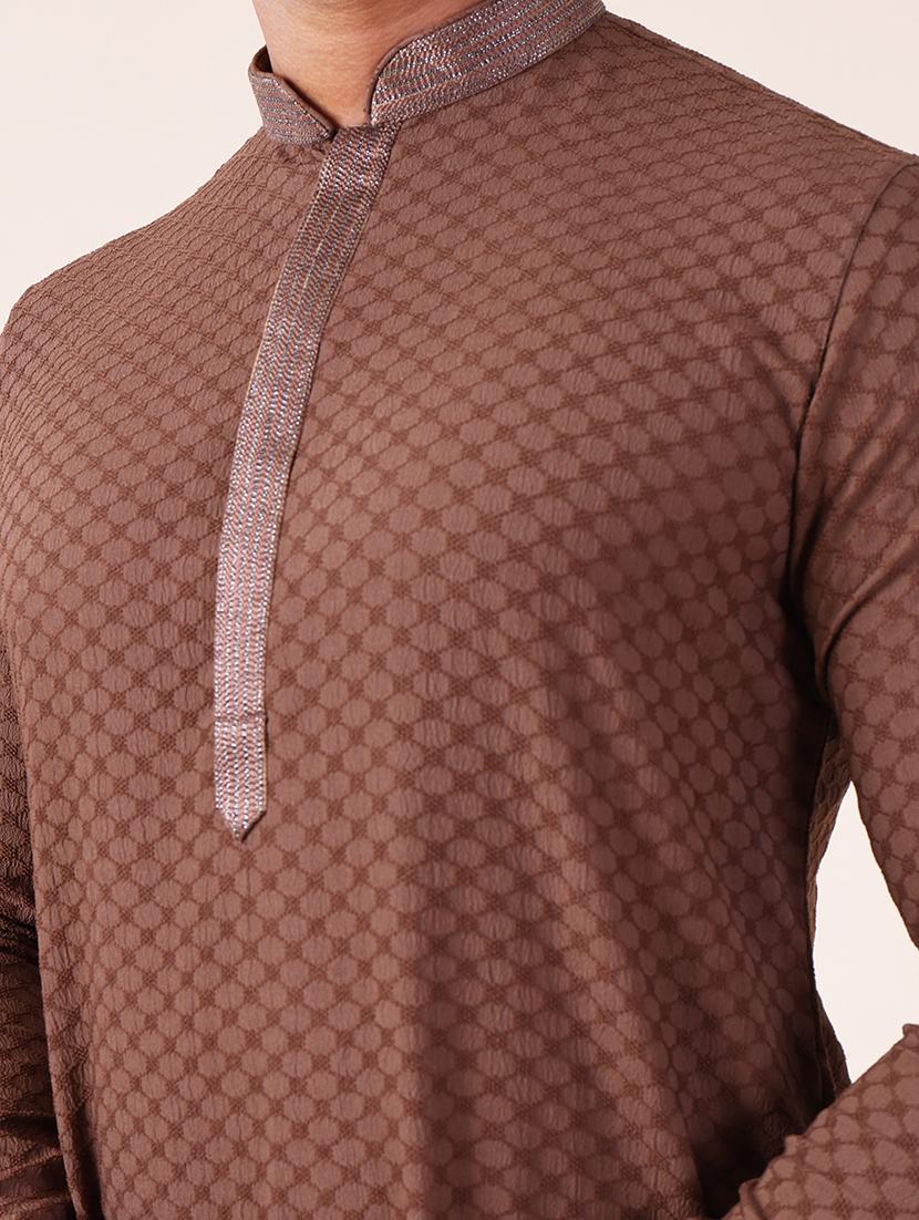 men mandarin neck kurta pyjama ethnic wear set - 22062026 - Standard Image - 5