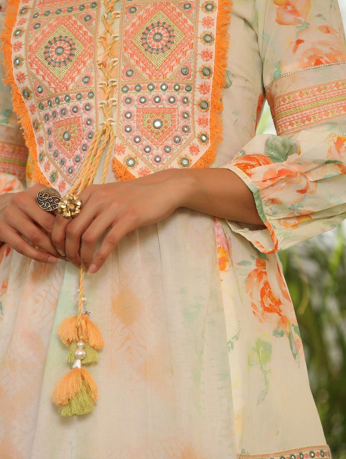 women printed puff sleeve tiered dress - 22062034 - Standard Image - 3