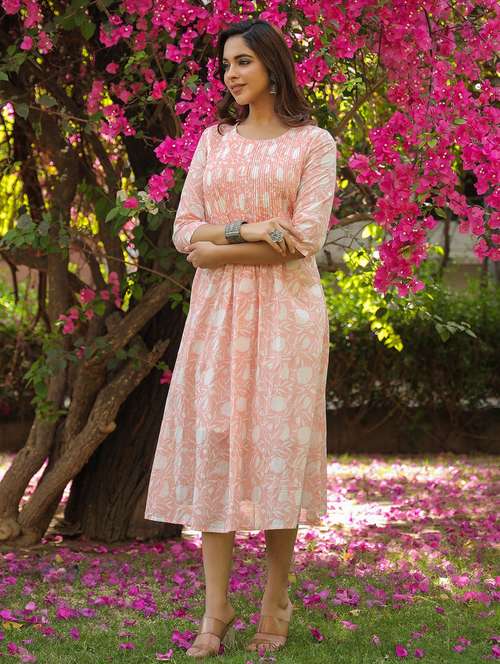 women printed round neck a-line ethnic dress - 22062036 - Standard Image - 0