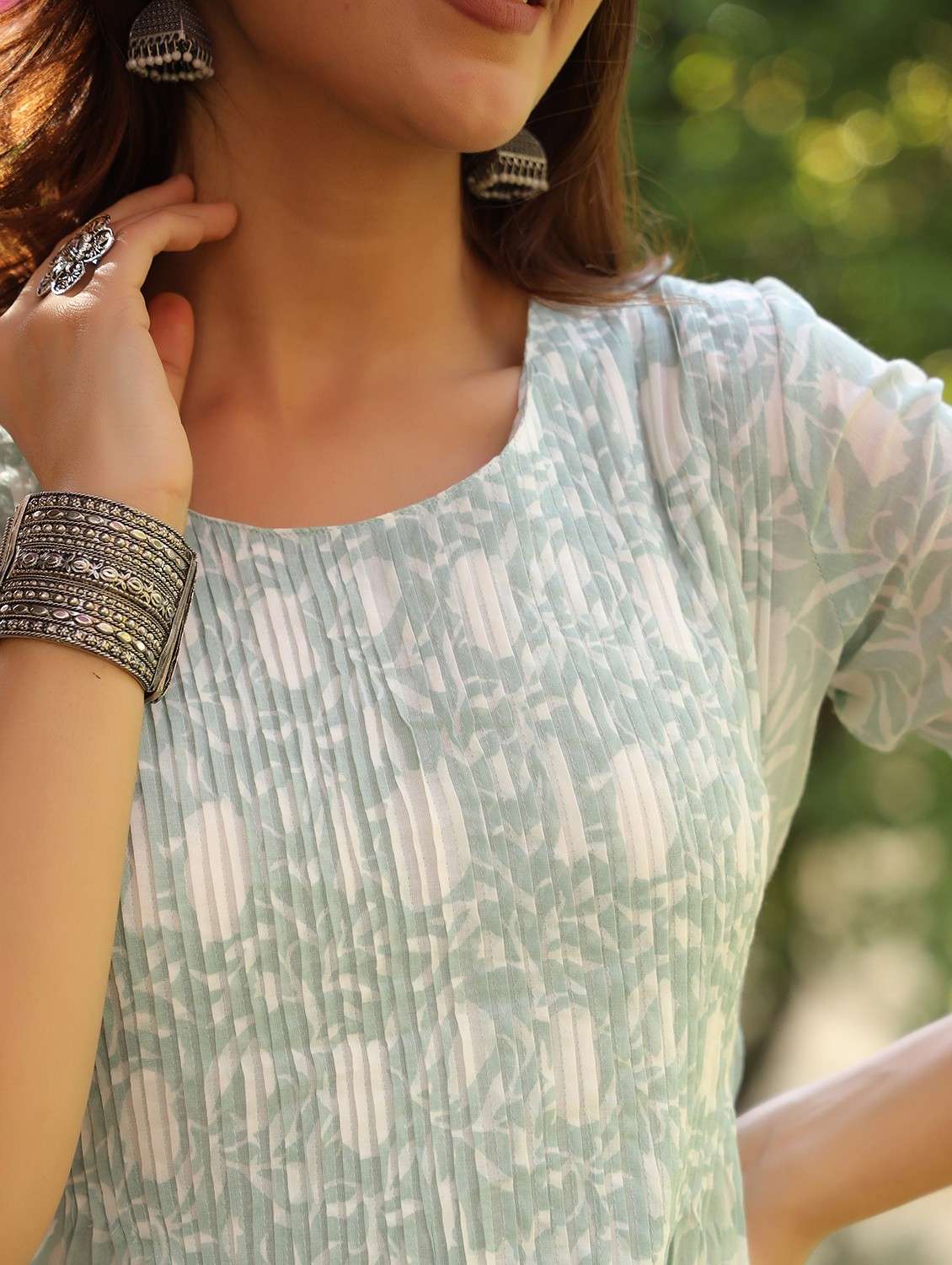 women printed round neck a-line ethnic dress - 22062037 - Standard Image - 3