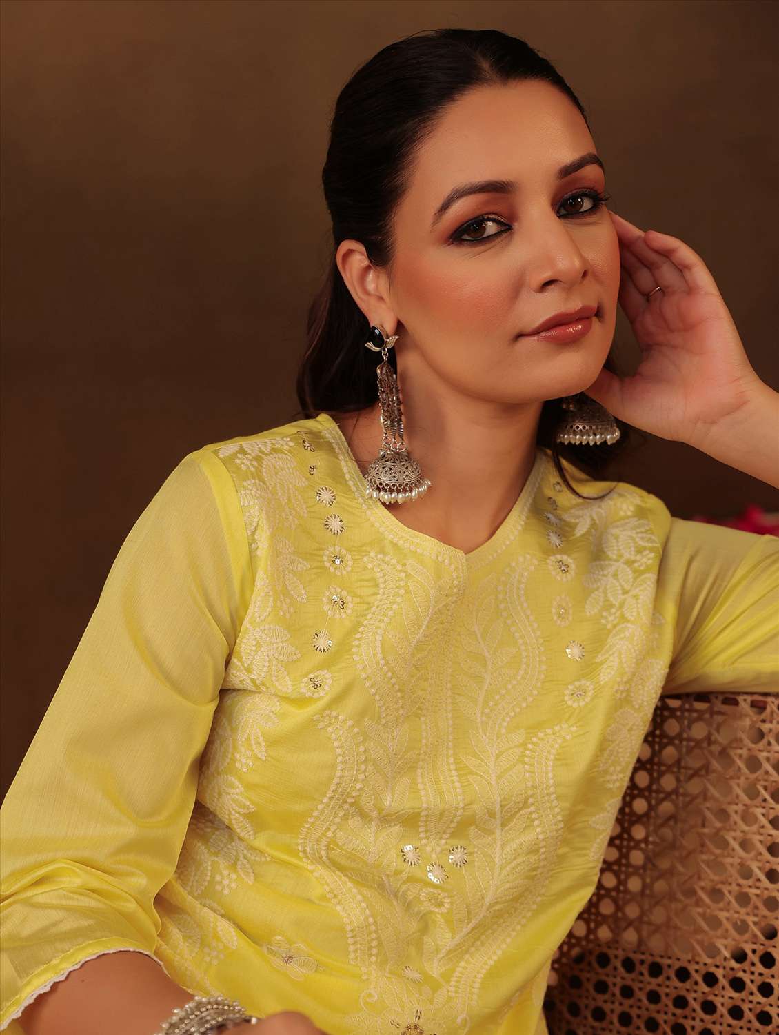 women three quarter sleeve kurta pant with dupatta set - 22062046 -  Standard Image - 5