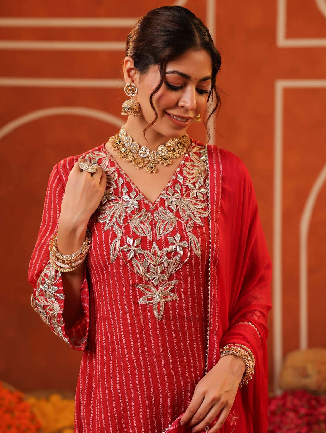 women three quarter sleeve kurta pant with dupatta set - 22062048 - Standard Image - 5