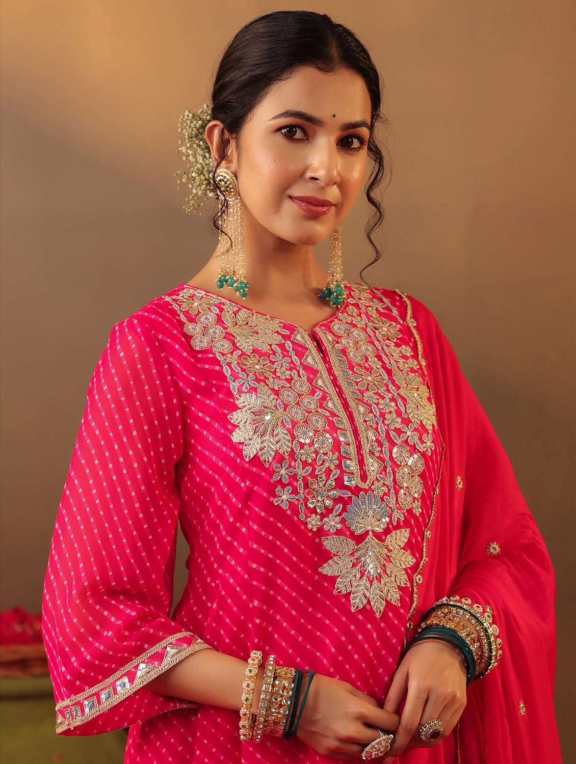 women three quarter sleeve kurta salwar with dupatta set - 22062060 - Standard Image - 5