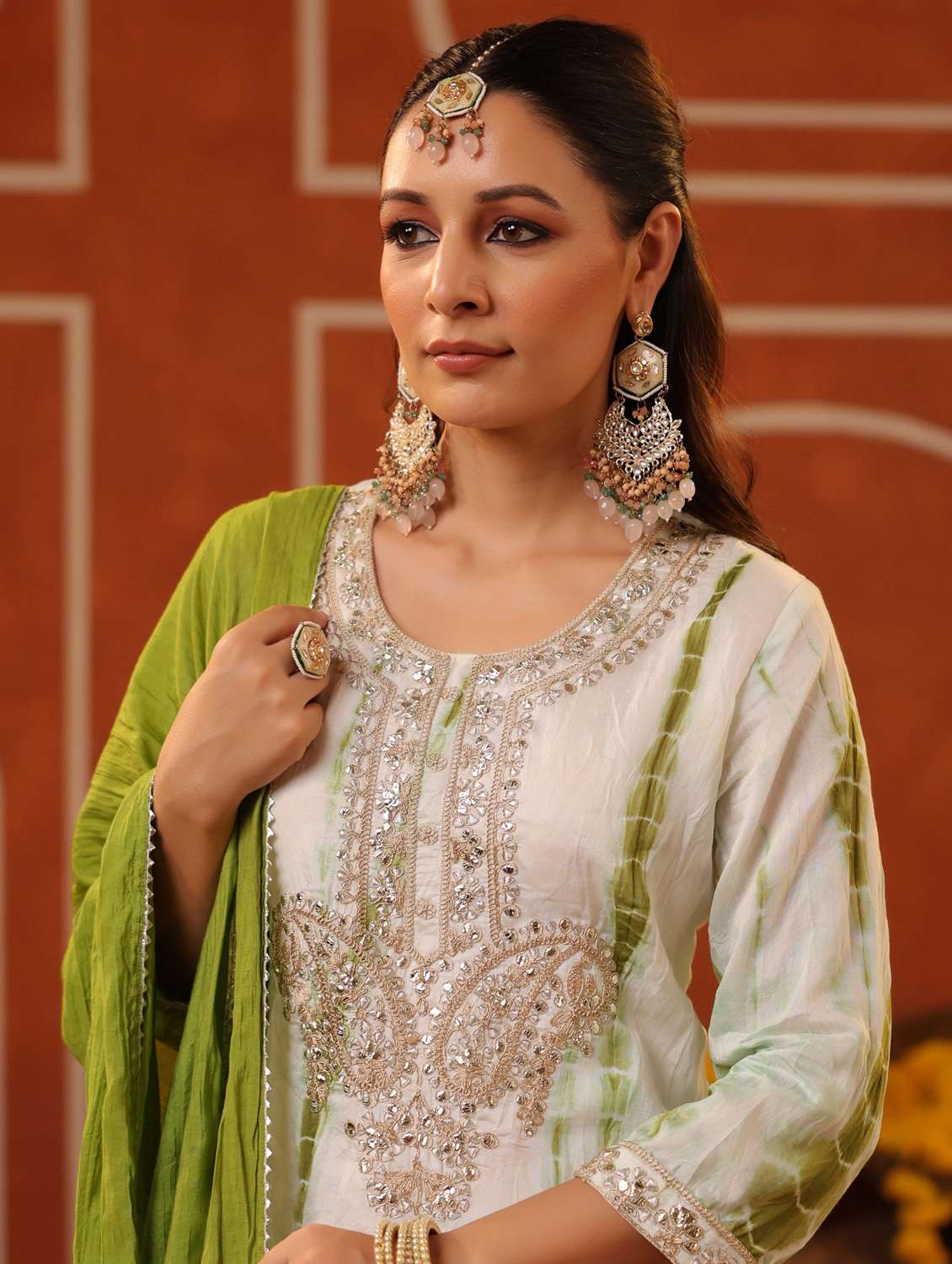 women three quarter sleeve kurta pant with dupatta set - 22062071 - Standard Image - 5