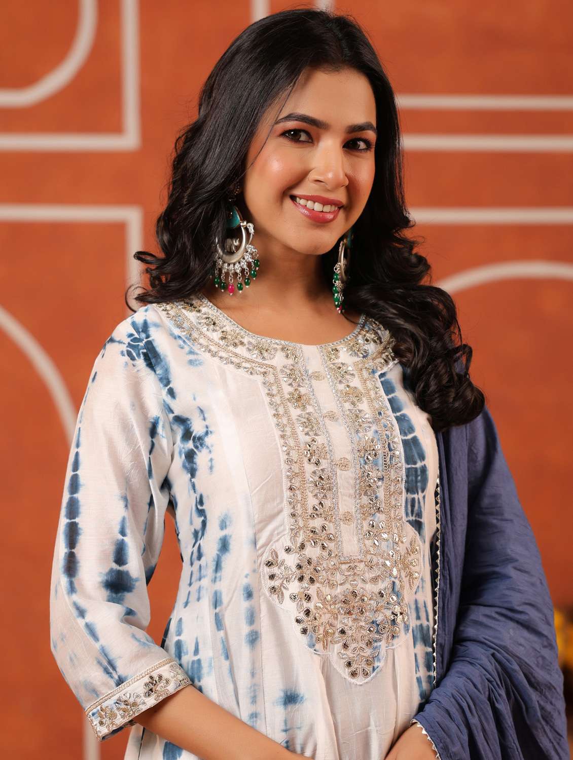 women three quarter sleeve kurta pant with dupatta set - 22062077 -  Standard Image - 5