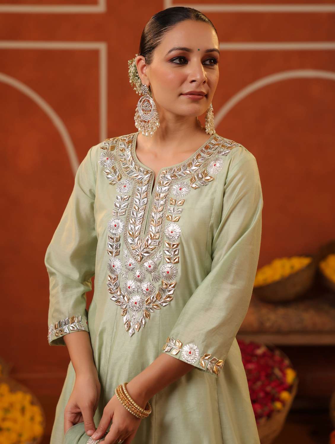 women three quarter sleeve kurta pant with dupatta set - 22062080 -  Standard Image - 5