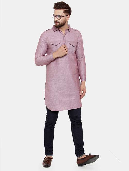 women solid long sleeve pathani kurta - 22062096 - Standard Image - 0