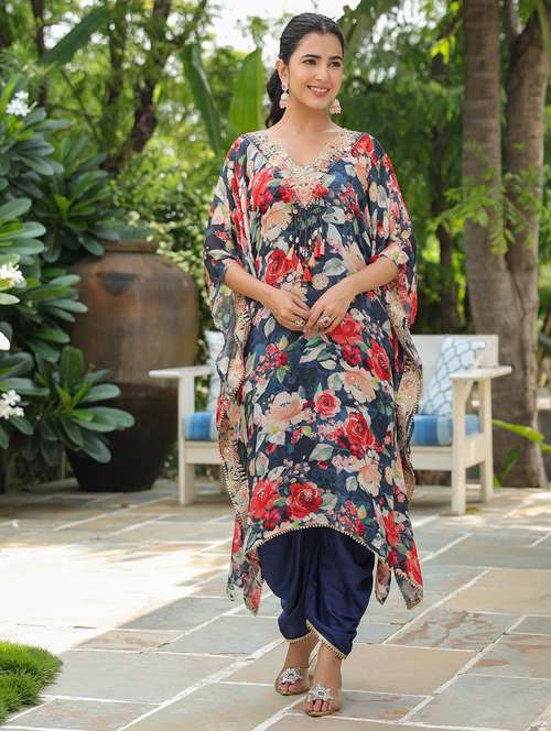 women floral printed kimono sleeve kaftan set - 22062100 - Standard Image - 0