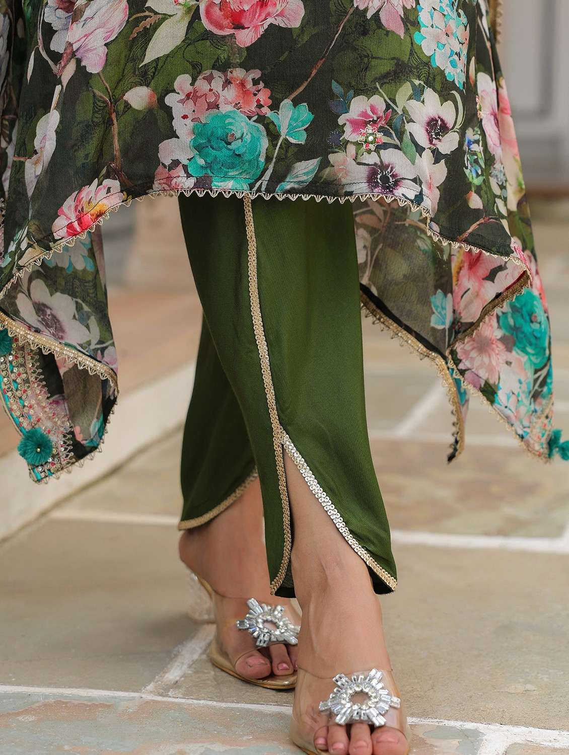 women floral printed kimono sleeve kaftan set - 22062101 - Standard Image - 3