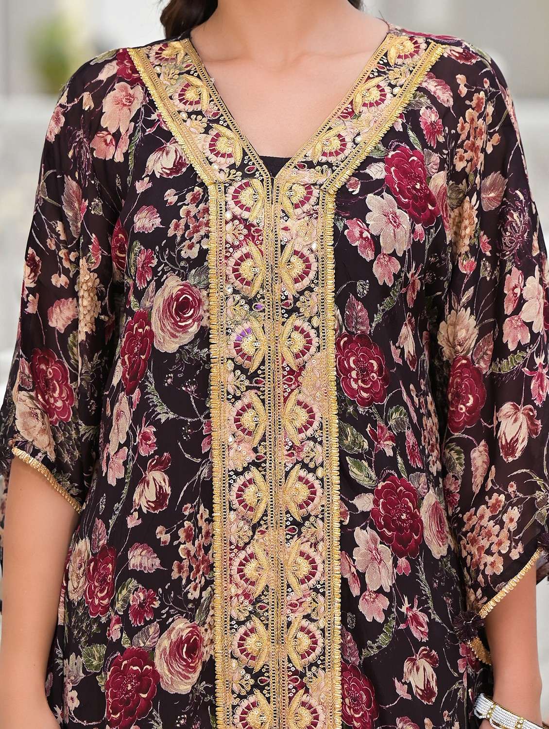 women floral printed kimono sleeve kaftan set - 22062104 - Standard Image - 3