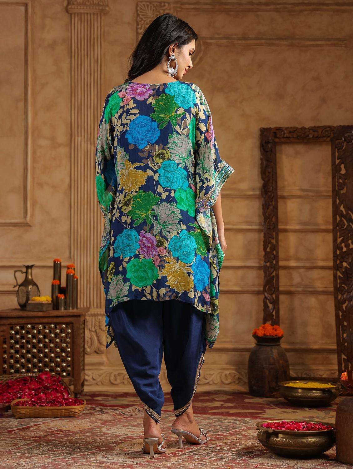 women floral printed kimono sleeve kaftan set - 22062112 -  Standard Image - 3