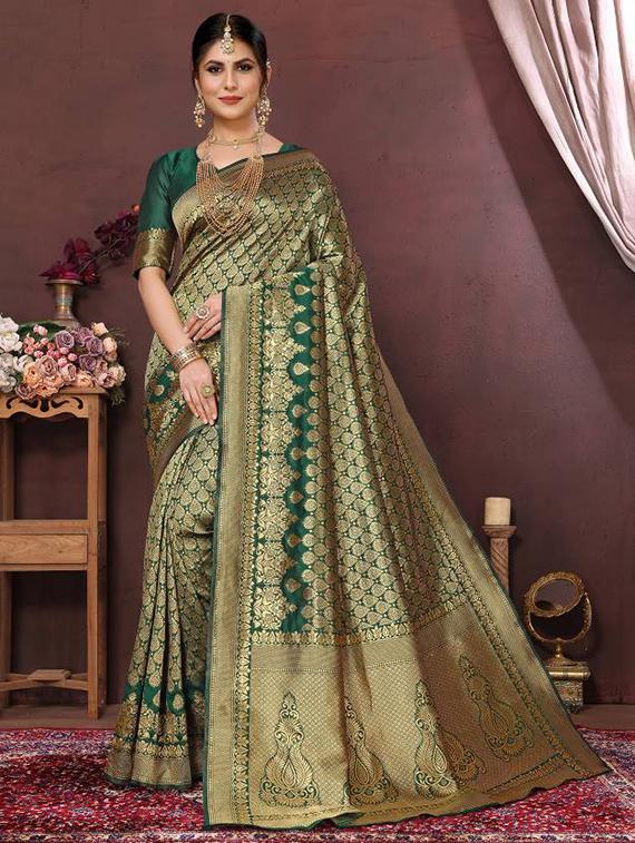 women self design banarasi saree with blouse