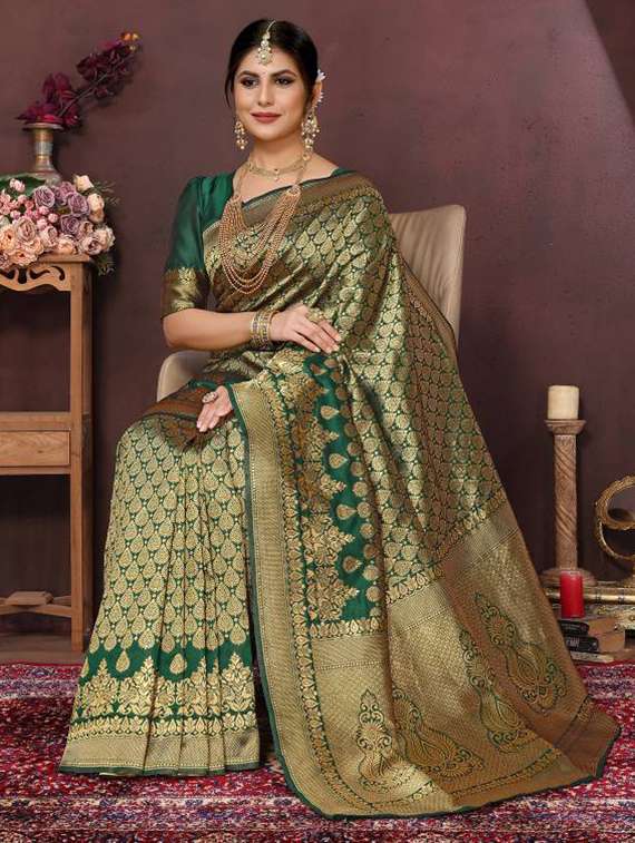 women self design banarasi saree with blouse - 22062135 - Standard Image - 3