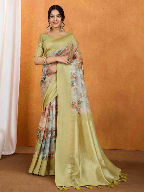 women floral printed bordered saree with blouse - 22062138 - Standard Image - 0