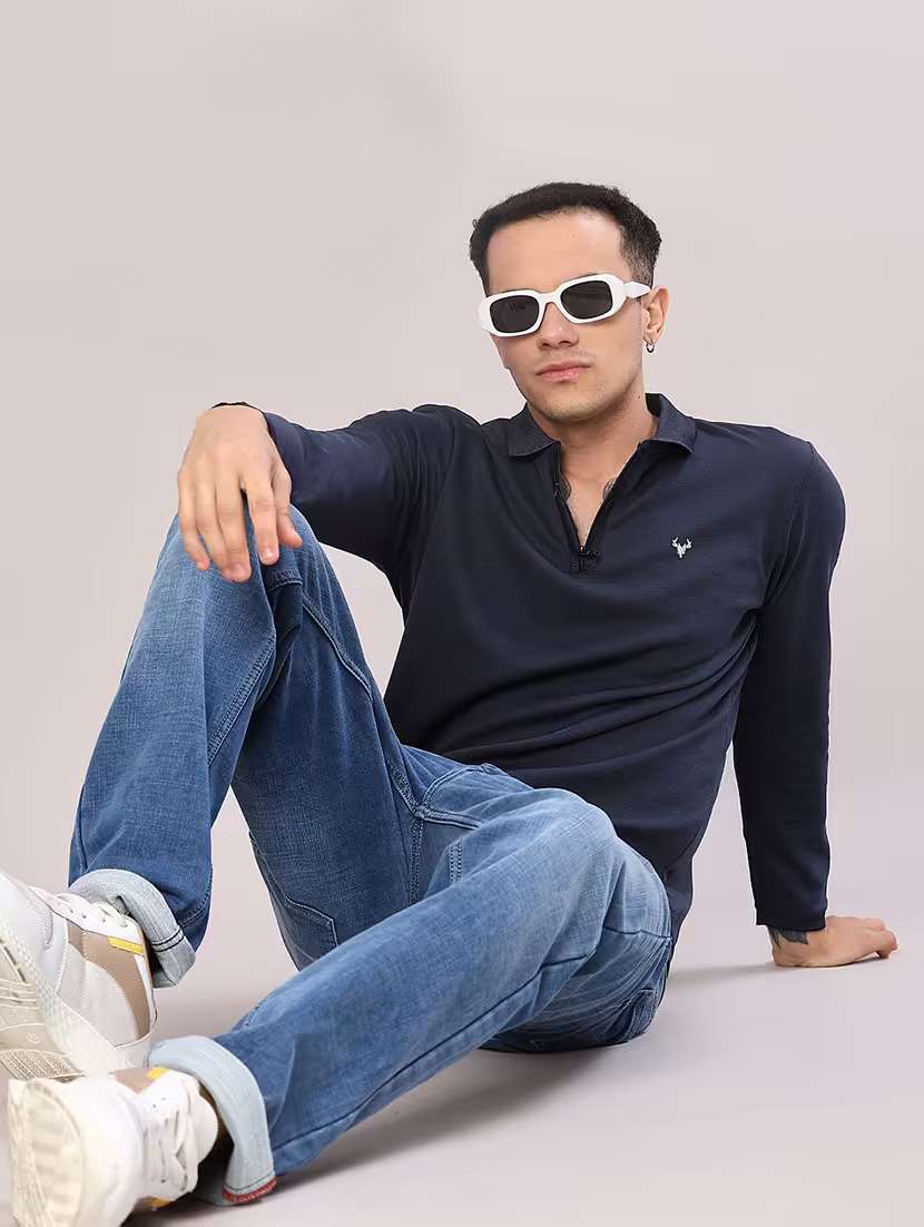 men solid long sleeve regular fit polo t-shirt - 22062332 -  Standard Image - 3