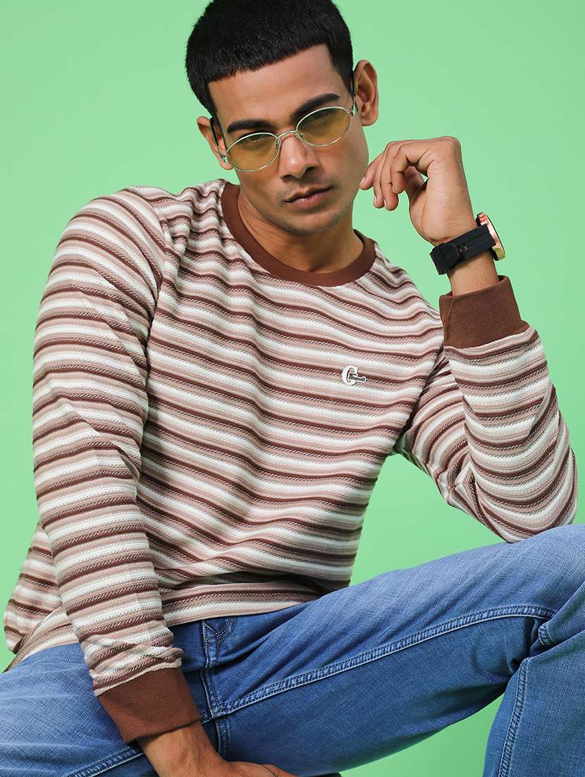 men striped long sleeve regular fit t-shirt