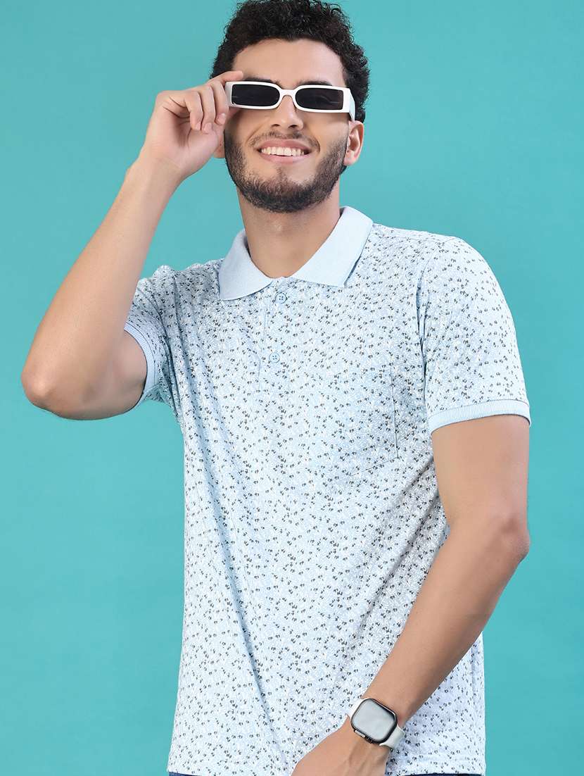 men printed short sleeve regular fit polo t-shirt