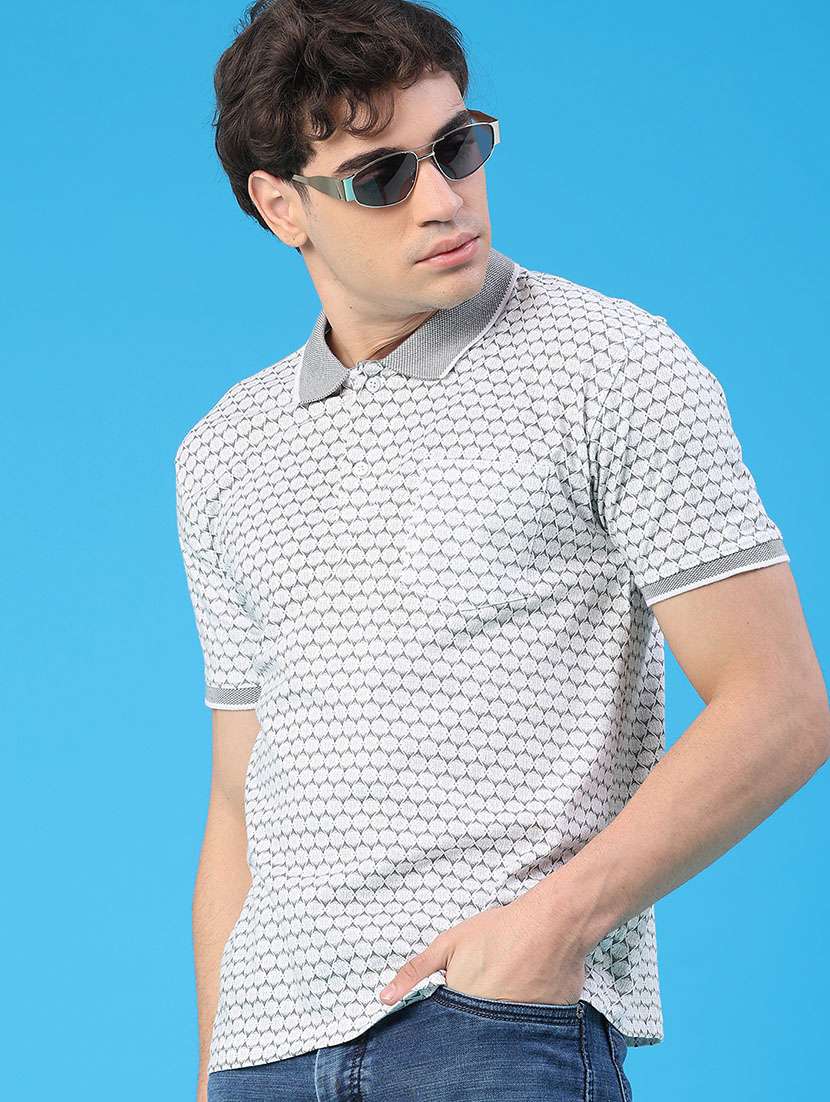 men printed short sleeve regular fit polo t-shirt