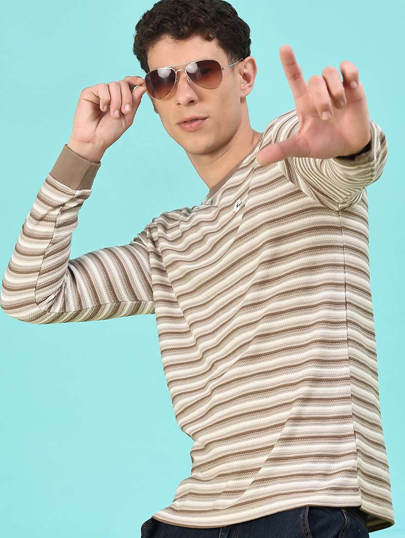 men striped long sleeve regular fit t-shirt
