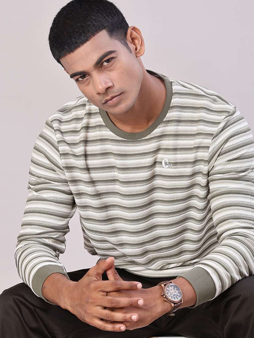 men striped long sleeve regular fit t-shirt