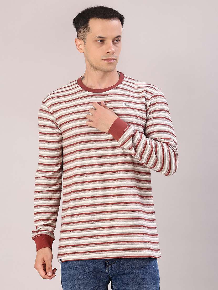 men striped long sleeve regular fit t-shirt
