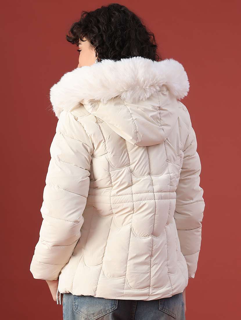 women solid long sleeve hooded puffer jacket - 22062519 -  Standard Image - 3