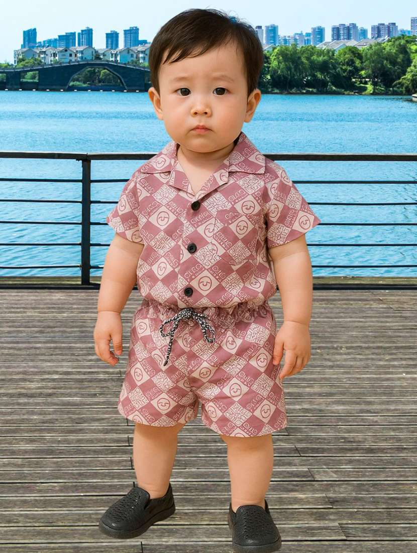 boys printed shirt & shorts co-ords set
