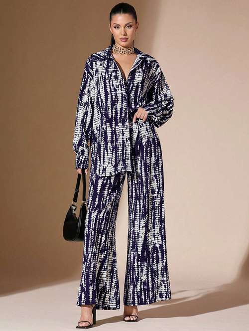 women printed shirt and trouser co-ord set - 22062925 -  Standard Image - 0