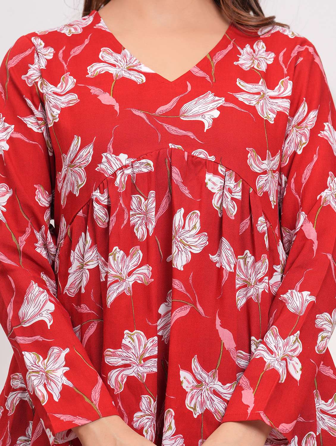 women printed long sleeve flared kurti - 22062943 -  Standard Image - 3