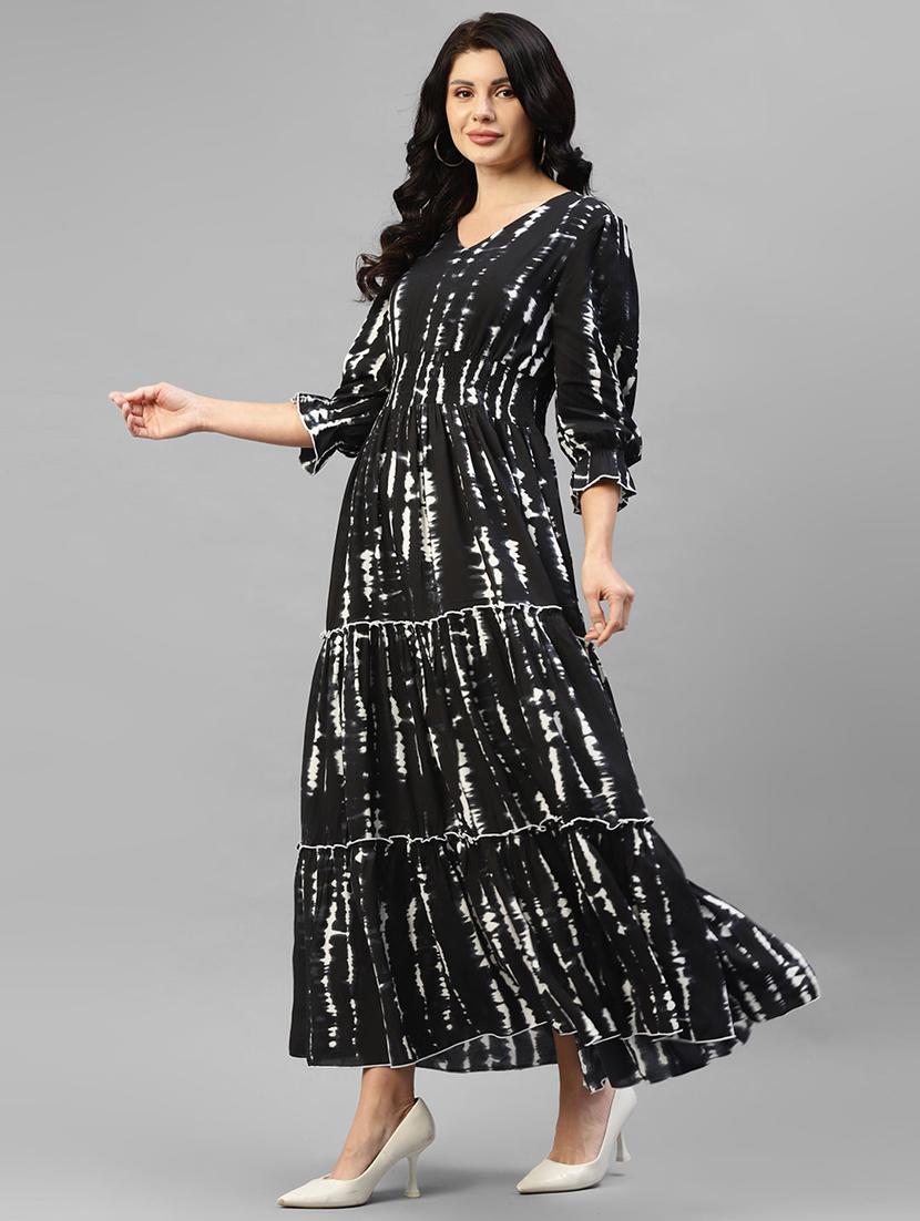 women printed puff sleeve tiered maxi dress - 22062967 - Zoom Image - 0