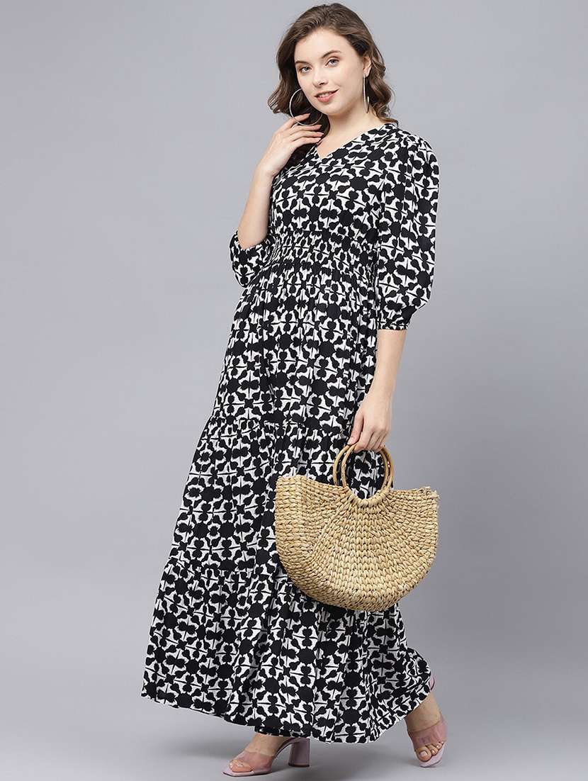 women printed puff sleeve tiered maxi dress - 22062981 -  Zoom Image - 0