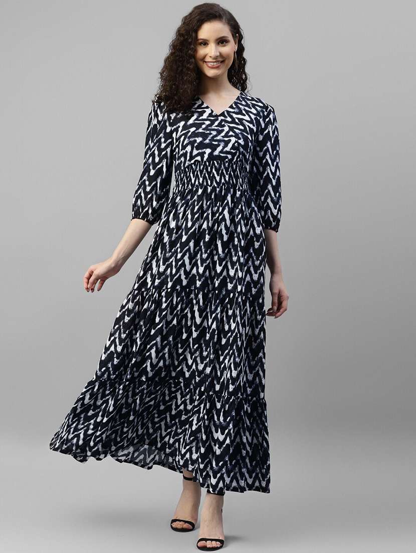 women printed puff sleeve tiered maxi dress - 22063000 -  Zoom Image - 0