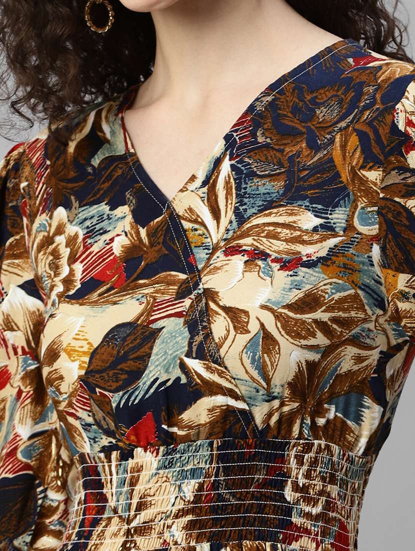 women printed puff sleeve tiered maxi dress - 22063014 - Standard Image - 3