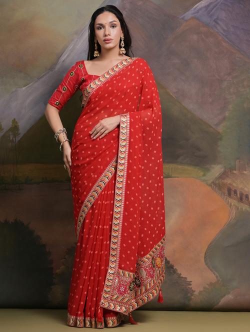 women printed bordered saree with blouse - 22063033 - Standard Image - 0