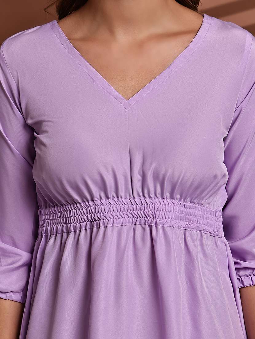 purple poly crepe aline dress - 22063060 - Standard Image - 3