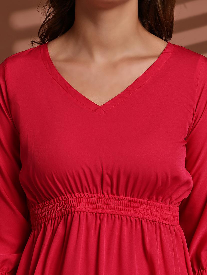red poly crepe aline dress - 22063061 - Standard Image - 3