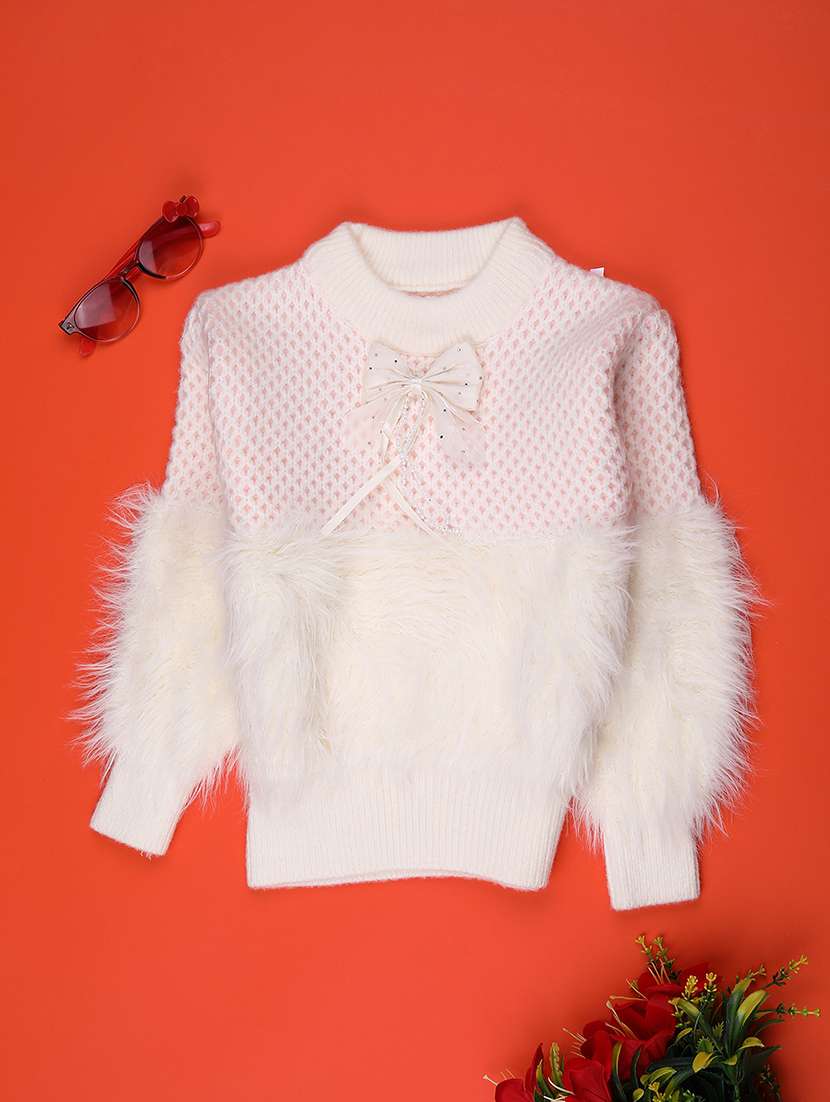 girls self designed long sleeve sweater