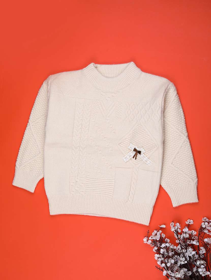 girls self designed long sleeve sweater