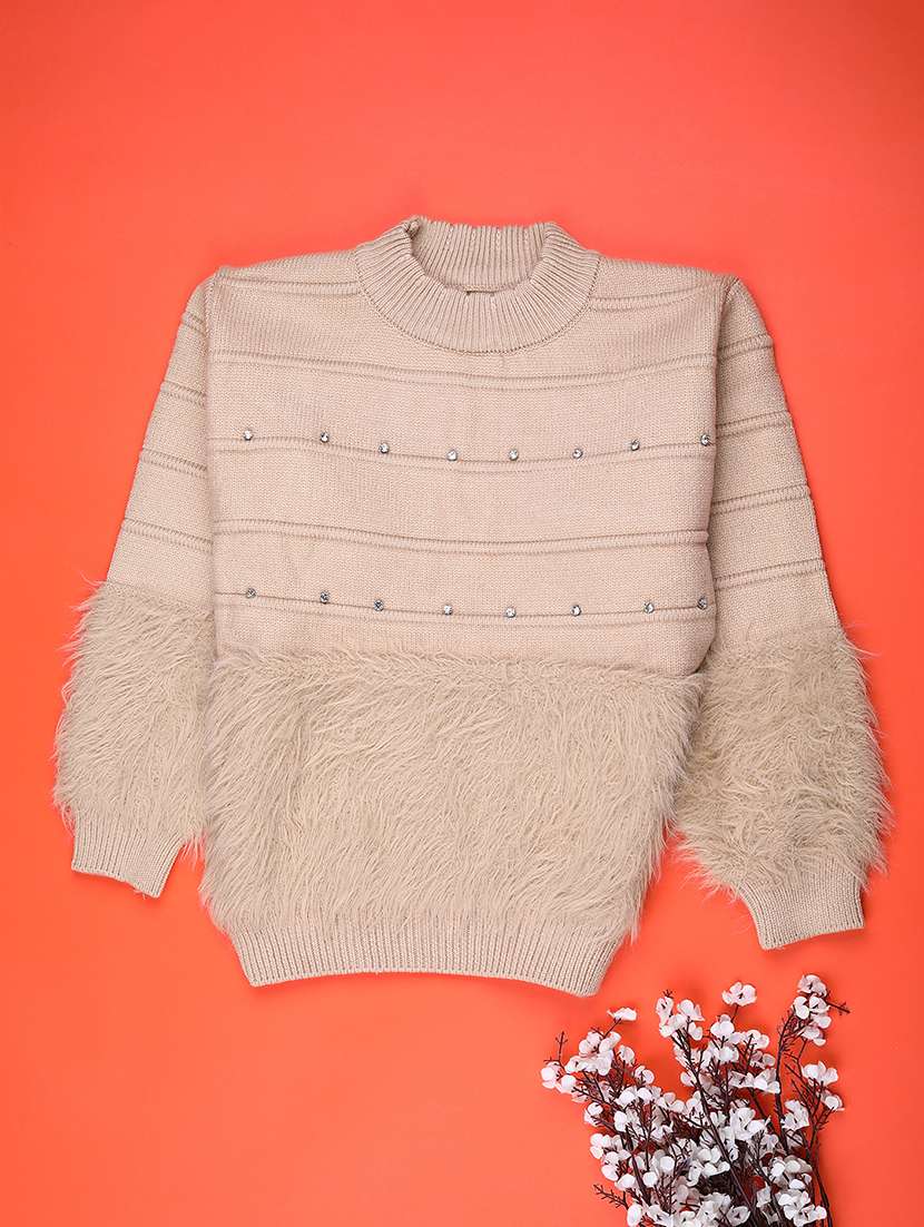 girls self designed long sleeve sweater