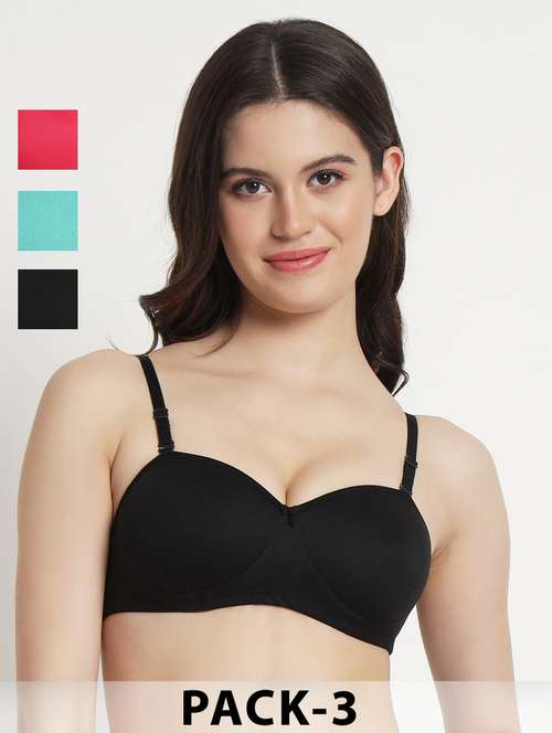 women pack of 3 solid lightly padded t-shirt bra - 22063561 -  Standard Image - 0