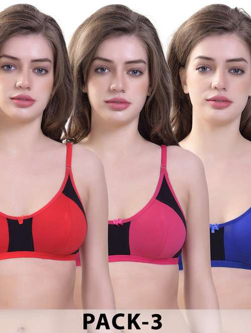 women pack of 3 color blocked t-shirt bra - 22063562 -  Standard Image - 0