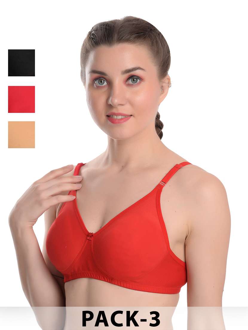 women pack of 3 solid lightly padded t-shirt bra