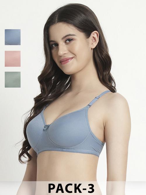 women pack of 3 solid t-shirt bra - 22063575 - Standard Image - 0