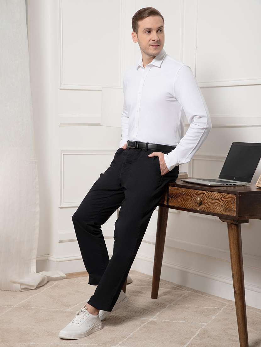 men solid collared long sleeve regular fit shirt - 22063606 -  Standard Image - 3