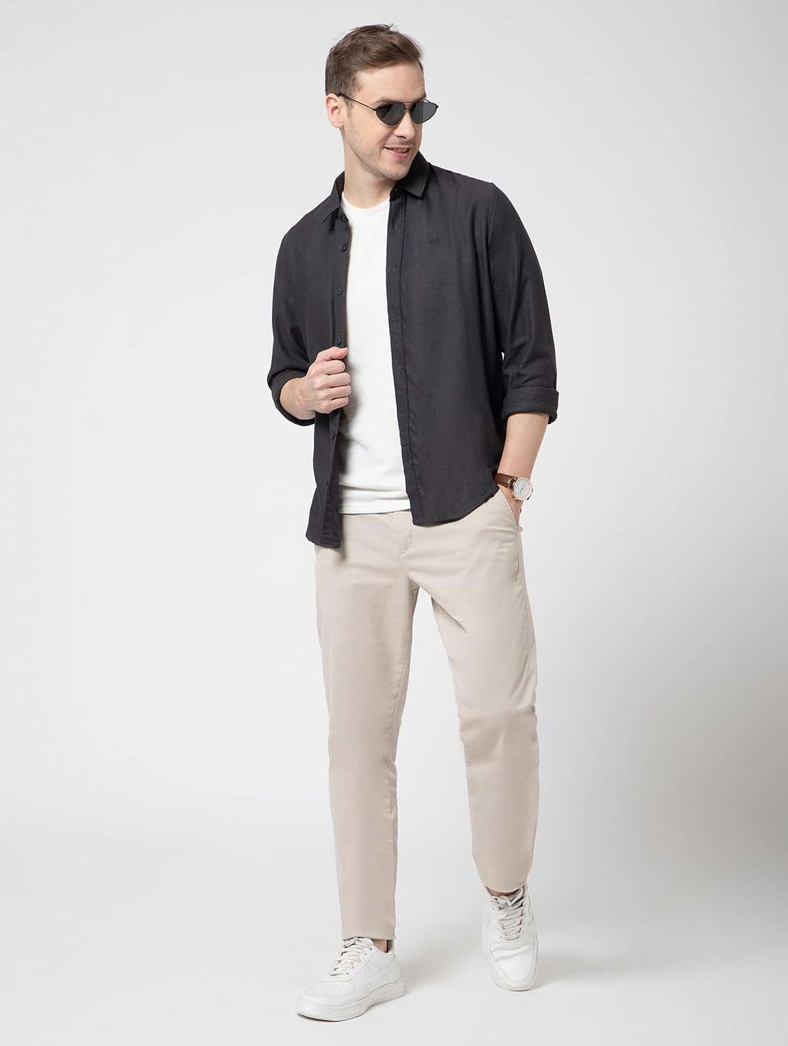 men solid collared long sleeve regular fit shirt - 22063608 - Standard Image - 3