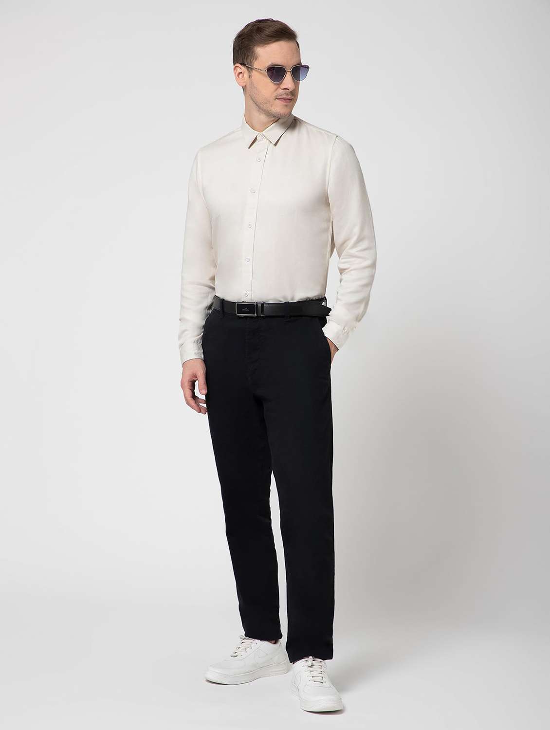 men solid collared long sleeve regular fit shirt - 22063609 - Standard Image - 3