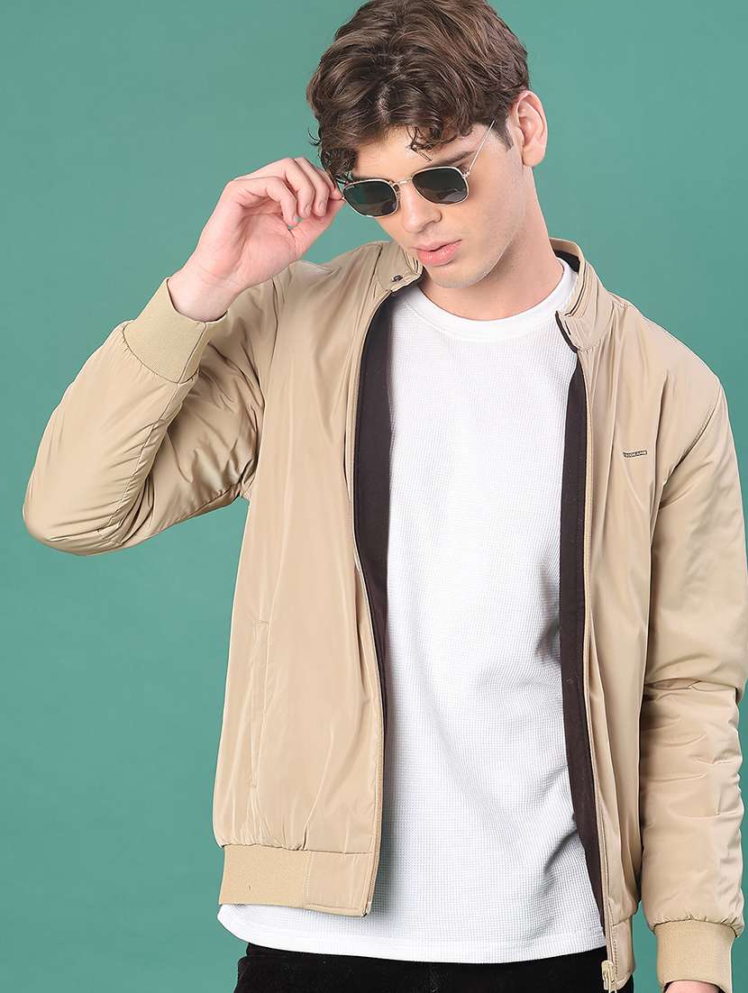 men solid long sleeve lightweight bomber jacket