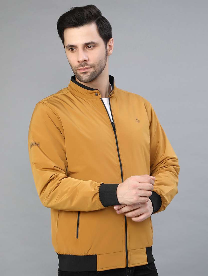 men solid long sleeve reversible bomber jacket