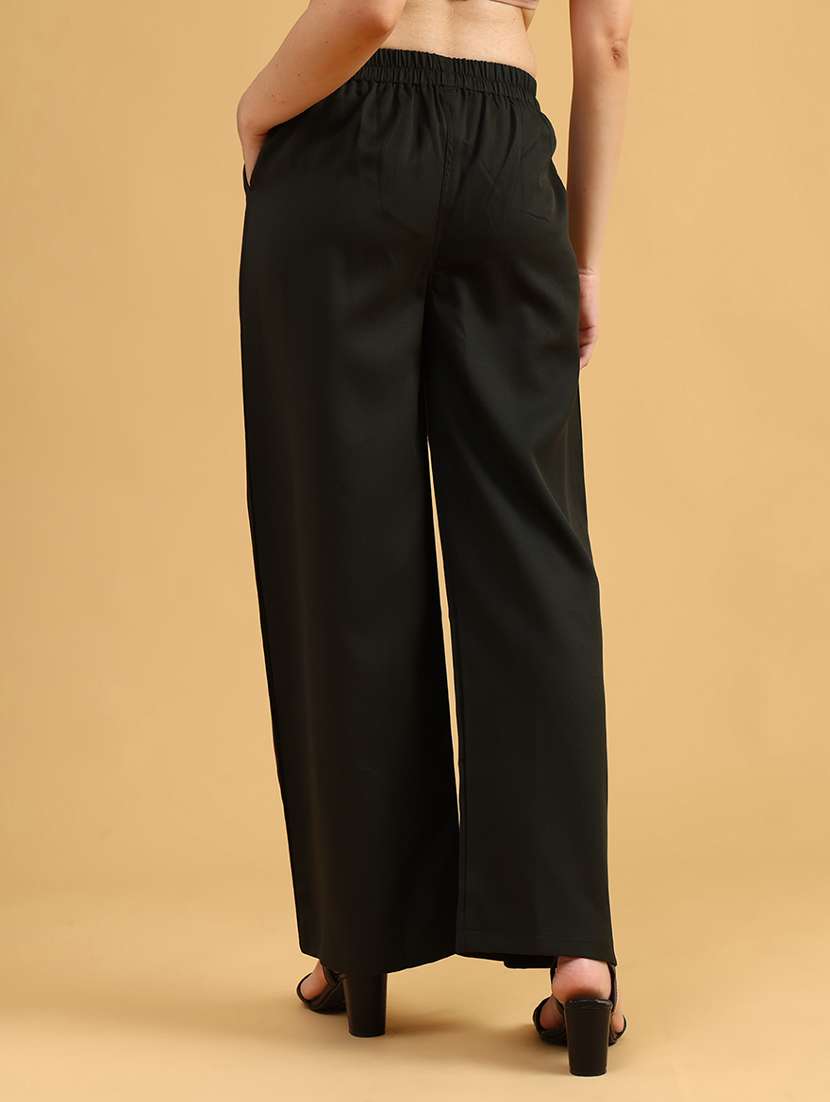 women solid mid rise straight trouser - 22063749 -  Standard Image - 3